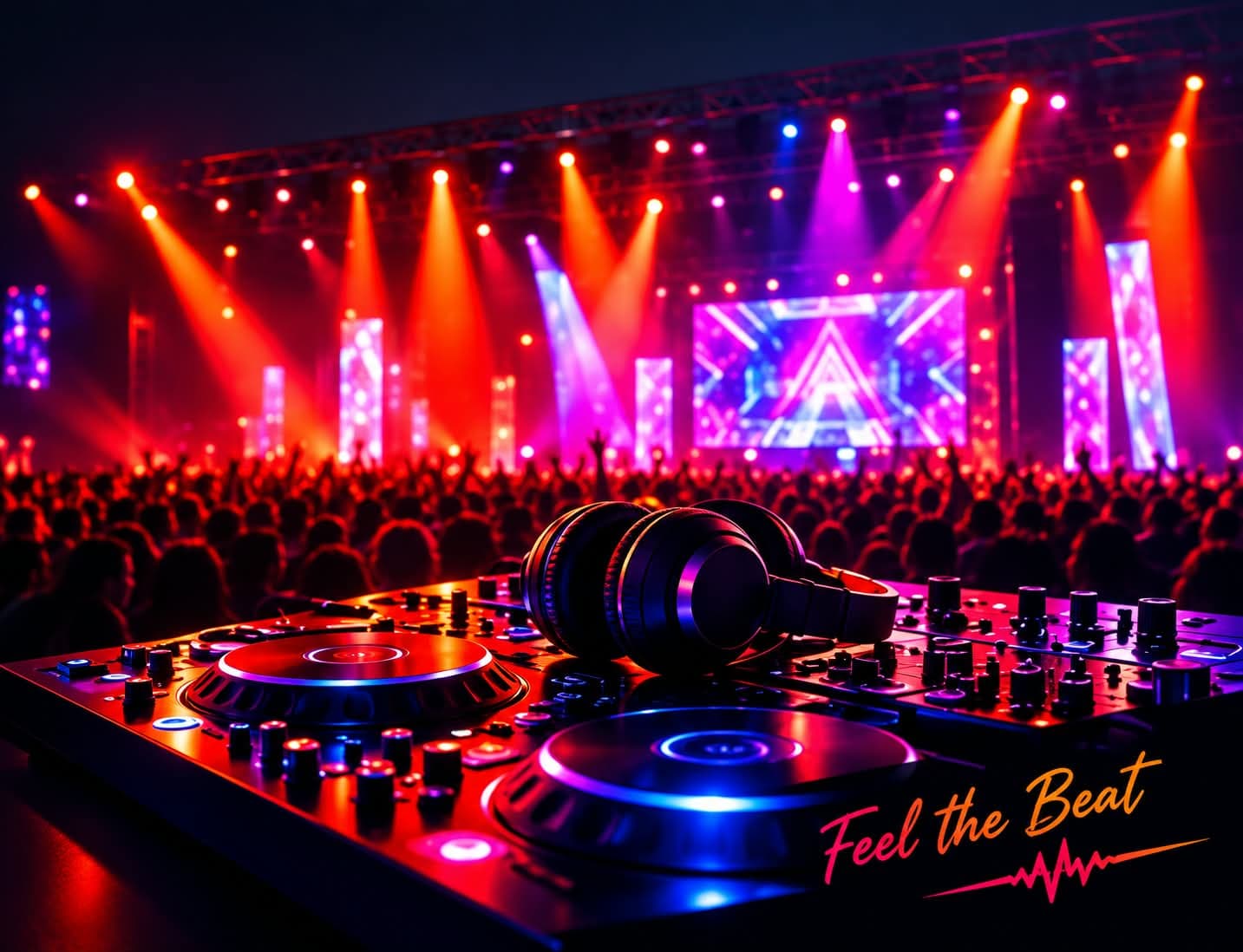 Live DJ setup with crowd and stage lighting in Jaipur